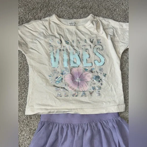 Carter’s Positive Vibes T-Shirt and Purple Skirt Set - Picture 2 of 9